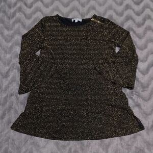 Chaus Womens Size S Gold Metallic 3/4 Sleeve Shoulder Zip Blouse NWT